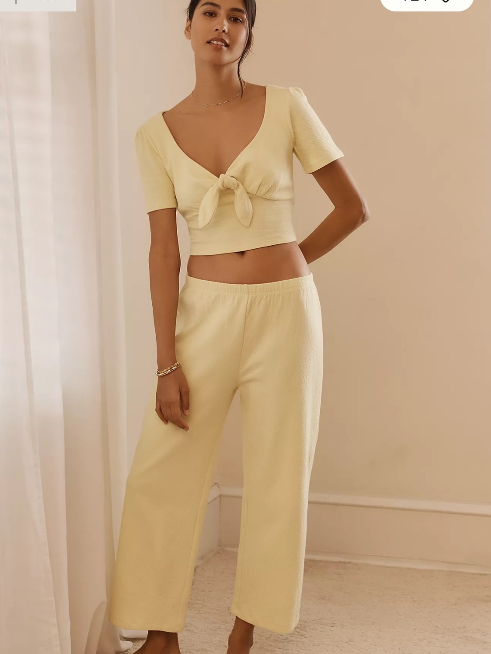 cozyland pajama set Top and matching crop PJ pants in Butter yellow size small